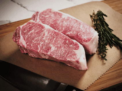 American Wagyu Kobe Beef Style Signature Strip Steaks (2 Per Pack)