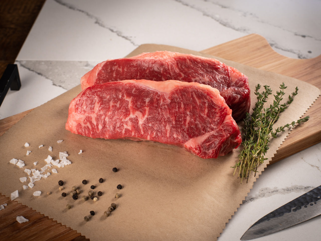 Niman Ranch Grass Fed Beef Strip Steaks, 4 steaks