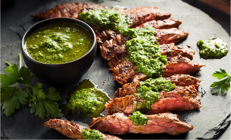 Ranch Skirt Steak with Pickled Jalapeno & Green Tomato Chimichurri