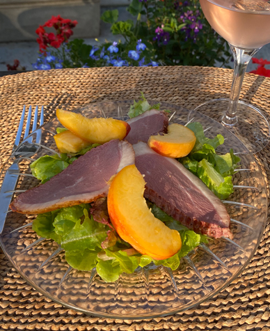 Smoked Magret Duck Breast and Peaches Salad
