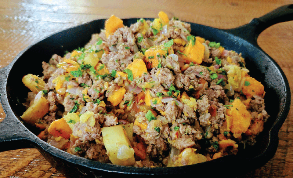 Winter Veggie Skillet with Ground Lamb