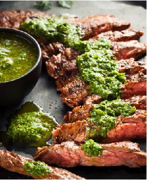 Ranch Skirt Steak with Pickled Jalapeno & Green Tomato Chimichurri