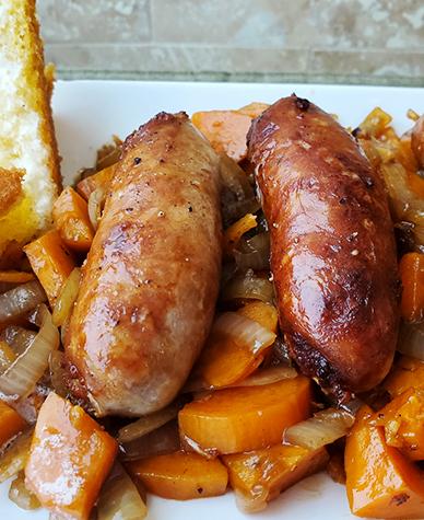 Stovetop Sweet Sausage with Sweet Potatoes