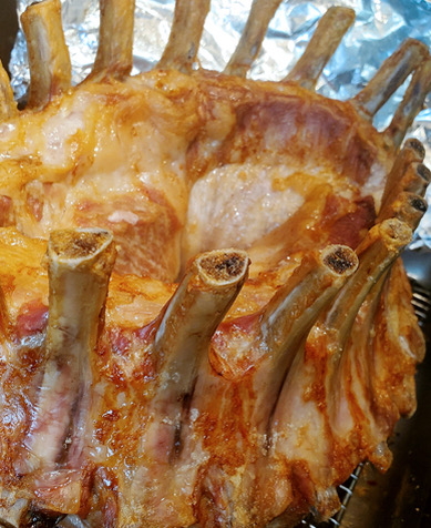 Crown Roast of Pork with Pork, Apple, and Bread Stuffing - DeBragga
